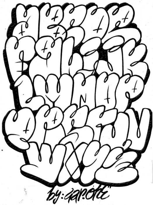 Graffiti-Alphabet in russischer Sprache, 80 Fotos
