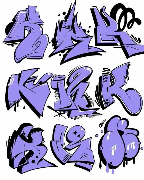 Graffiti-Alphabet in russischer Sprache, 80 Fotos