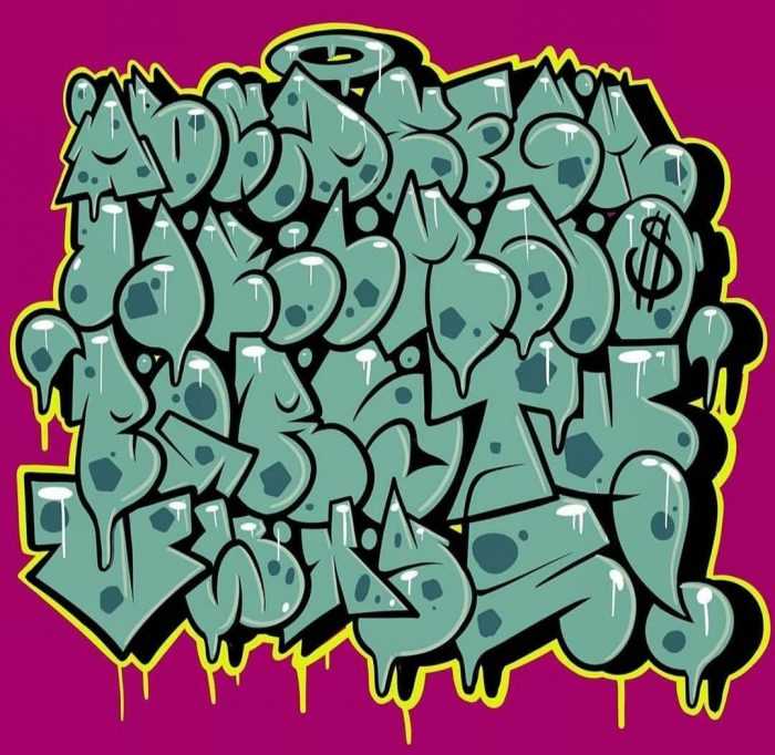 Graffiti-Alphabet in russischer Sprache, 80 Fotos