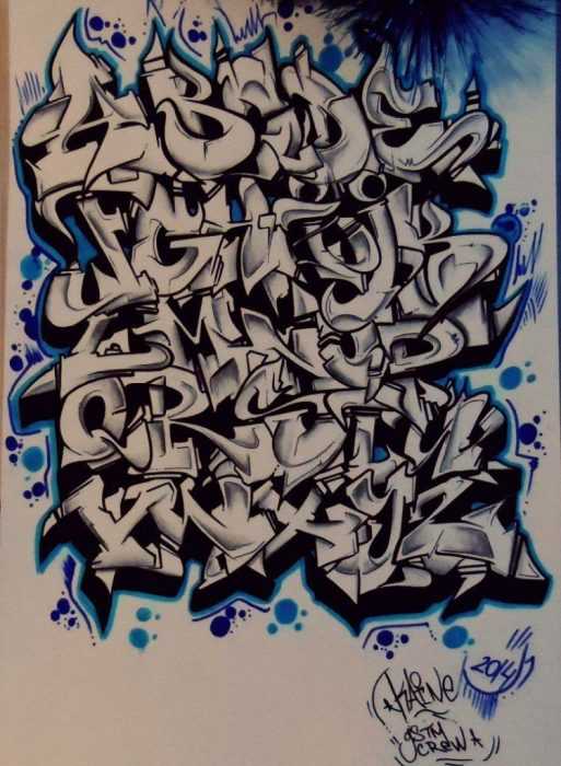Graffiti-Alphabet in russischer Sprache, 80 Fotos