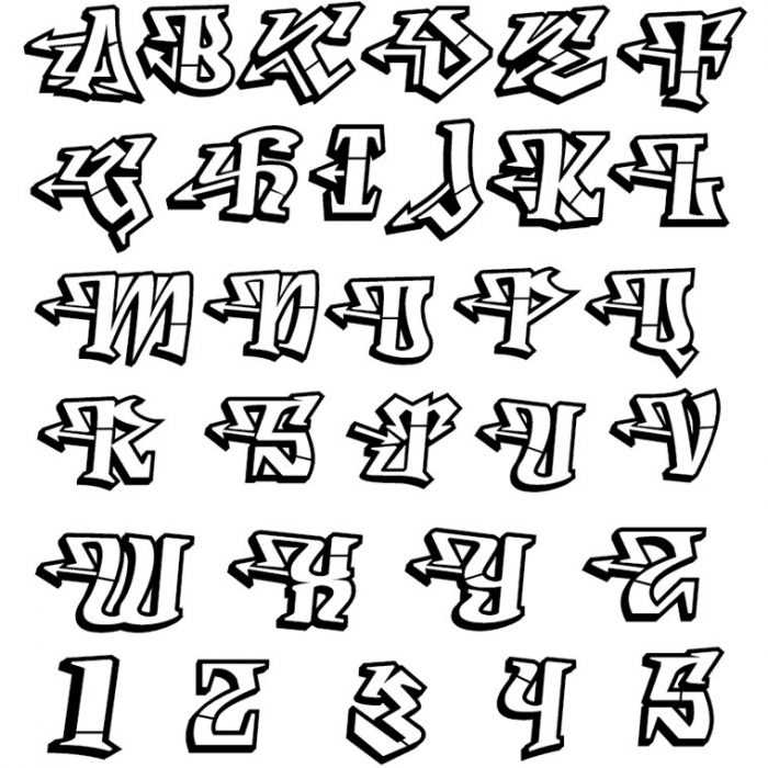 Graffiti-Alphabet in russischer Sprache, 80 Fotos