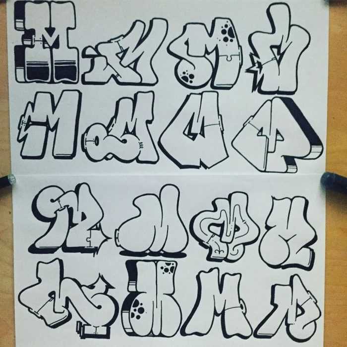 Graffiti-Alphabet in russischer Sprache, 80 Fotos