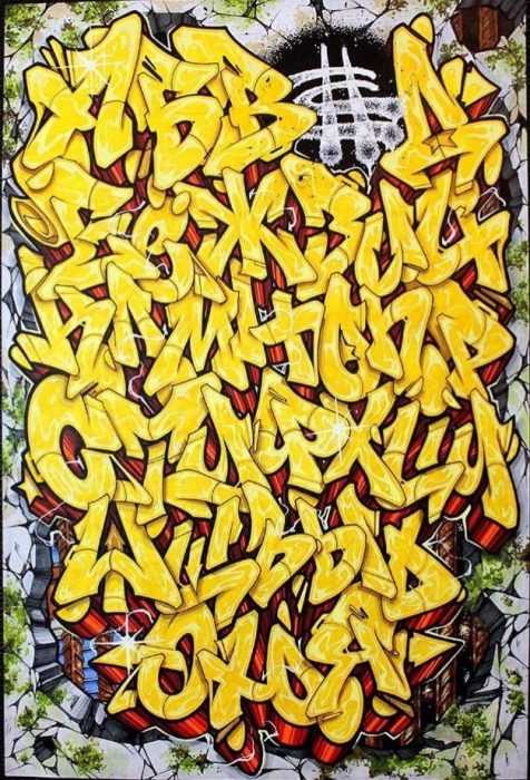 Graffiti-Alphabet in russischer Sprache, 80 Fotos