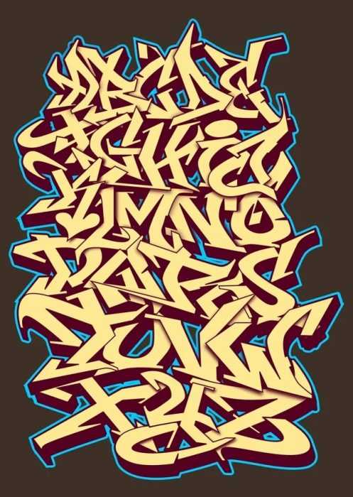 Graffiti-Alphabet in russischer Sprache, 80 Fotos