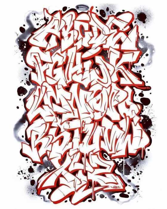 Graffiti-Alphabet in russischer Sprache, 80 Fotos