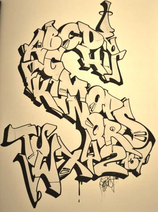 Graffiti-Alphabet in russischer Sprache, 80 Fotos