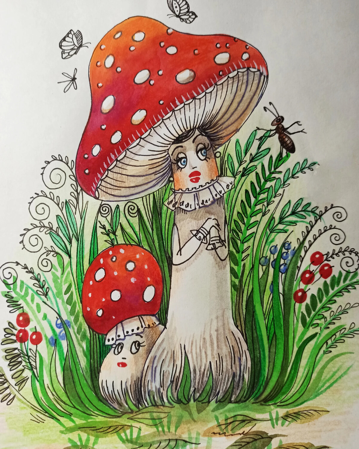 Pilze Zeichnungen mit Bleistift, Aquarell 70 Bilder