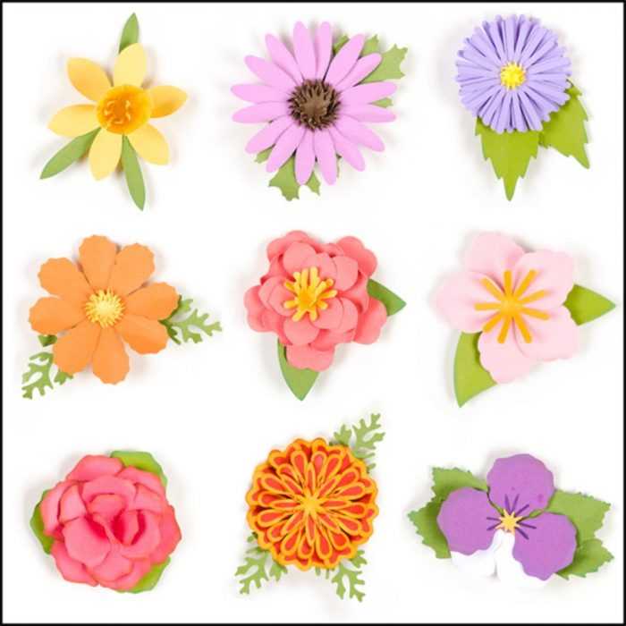 Șabloane de flori colorate pentru decupat din hârtie 170 de ilustrații