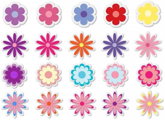 Șabloane de flori colorate pentru decupat din hârtie 170 de ilustrații