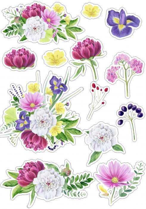 Șabloane de flori colorate pentru decupat din hârtie 170 de ilustrații