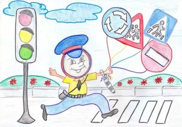 Road Safety (Traffic Regulations) for Children. Drawings, Coloring Pages