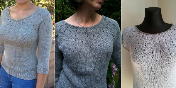 Von oben runde Passe gestrickt. Schnittmuster mit Diagrammen, Beschreibungen für Damen, Kinder