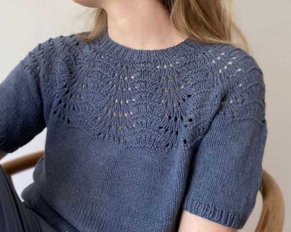 Von oben runde Passe gestrickt. Schnittmuster mit Diagrammen, Beschreibungen für Damen, Kinder