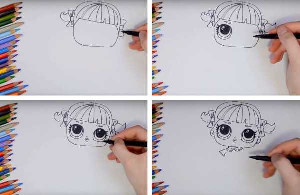 Lol-Puppen-Bleistiftzeichnung für Kinder