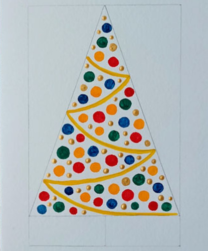 Neujahrsbaumzeichnung mit Farben, Gouache für Kinder