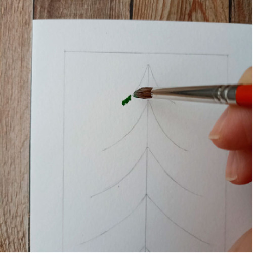 Neujahrsbaumzeichnung mit Farben, Gouache für Kinder