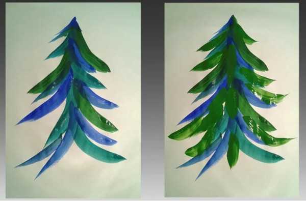 Neujahrsbaumzeichnung mit Farben, Gouache für Kinder
