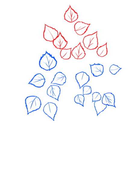 Birkenzeichnung mit Bleistift, Farben für Kinder