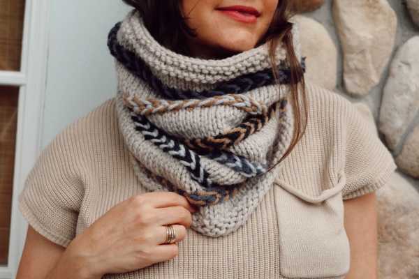 Doppelseitiges Strickmuster für einen Snood. Strickmuster