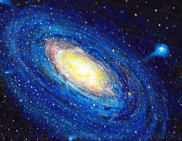 Disegno a matita di paesaggio spaziale facile