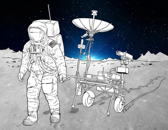 Lunokhod-Zeichnung (Apparat auf dem Mond) für Kinder
