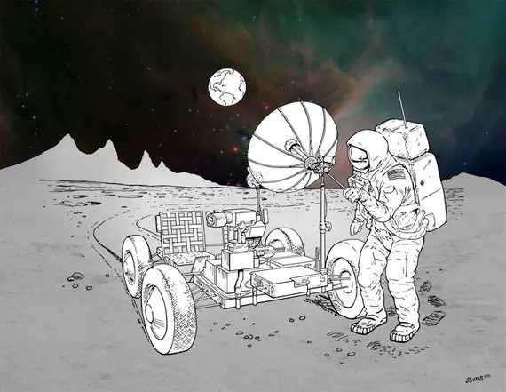Lunokhod-Zeichnung (Apparat auf dem Mond) für Kinder