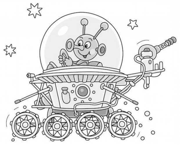 Lunokhod-Zeichnung (Apparat auf dem Mond) für Kinder