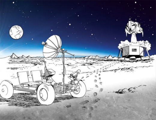 Lunokhod-Zeichnung (Apparat auf dem Mond) für Kinder