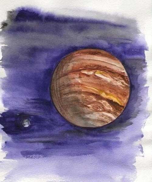Planeten im Weltraum zeichnen mit Gouache, Bleistift, Farben