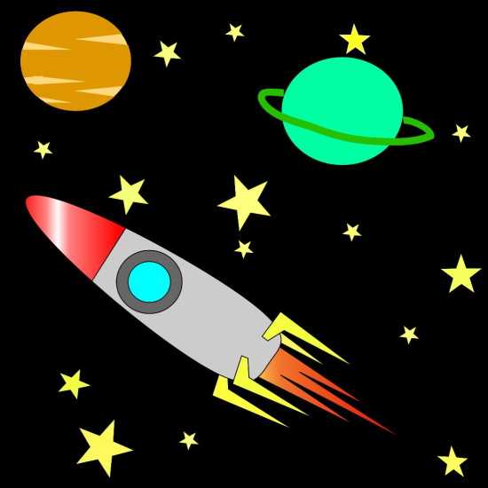 Rakete im Weltraum zeichnen mit Bleistift, Gouache für Kinder