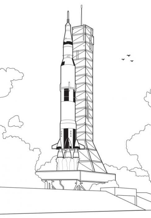 Rakete im Weltraum zeichnen mit Bleistift, Gouache für Kinder